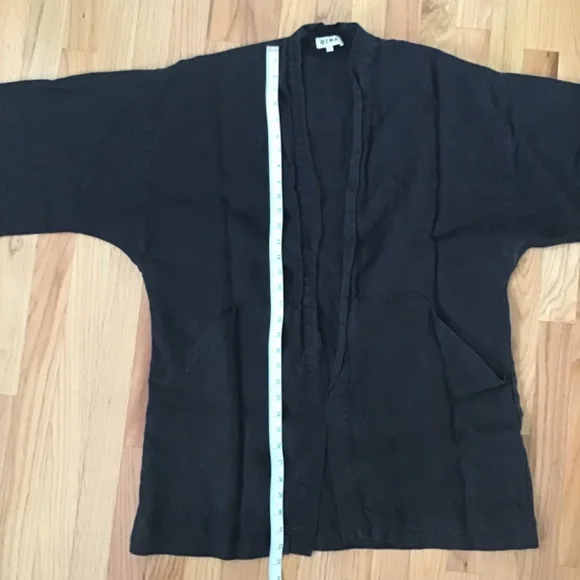 🚀SOLD ON INSTA🚀 Ozma Of California Black Linen Jacket/Robe -MED- Deiji Studios - Picture 11 of 11